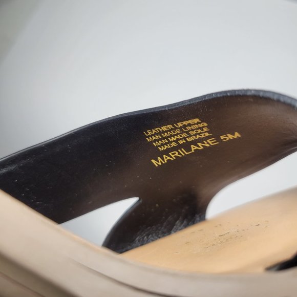 Gianni Bini Marilane Leather Asymmetrical Wooden Block Heels Women's Size 5M - Picture 8 of 11